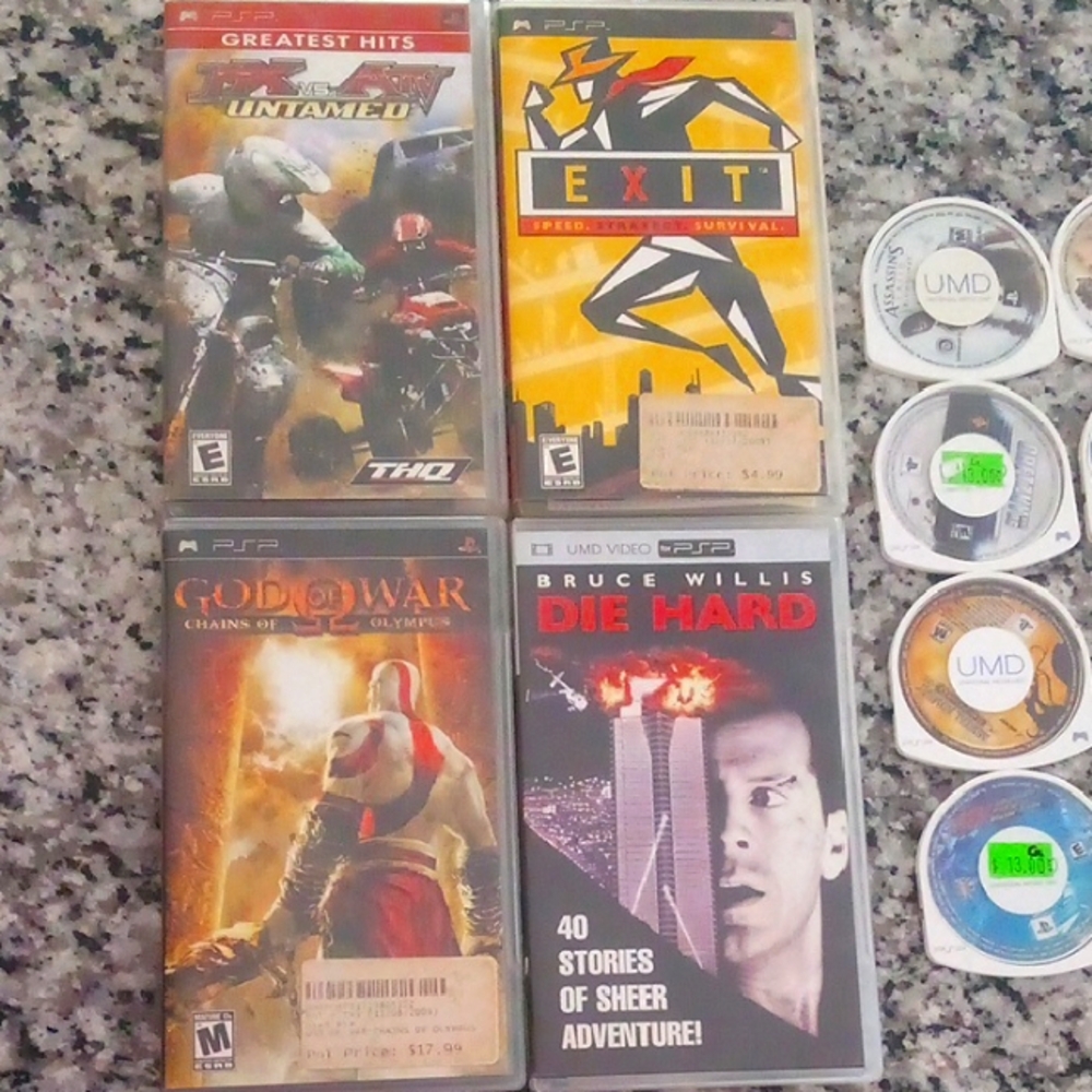 Sony PSP Game Set - Red, Yellow, Black Covers